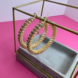 Sparkly Gold Filled Hoops, Gold Hoops, Jewelry